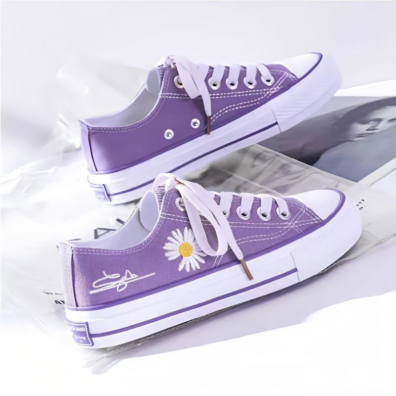 Embroidery Canvas - Chrysanthemum Borduren Dames Canvas Schoenen Herfst