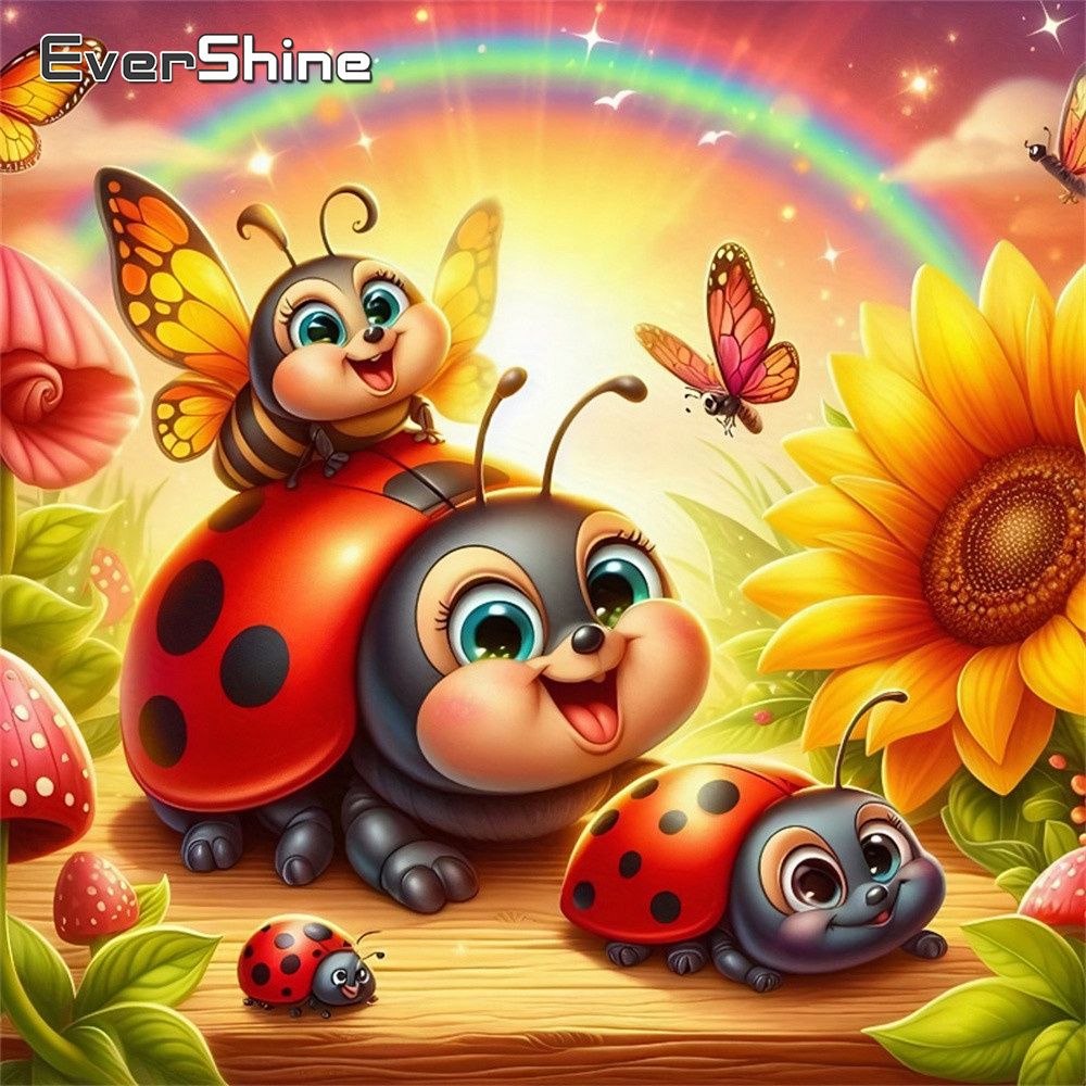 Embroidery Lady Bug - Evershine Diamond Mozaïek Lieveheersbeestje Dier Volledige