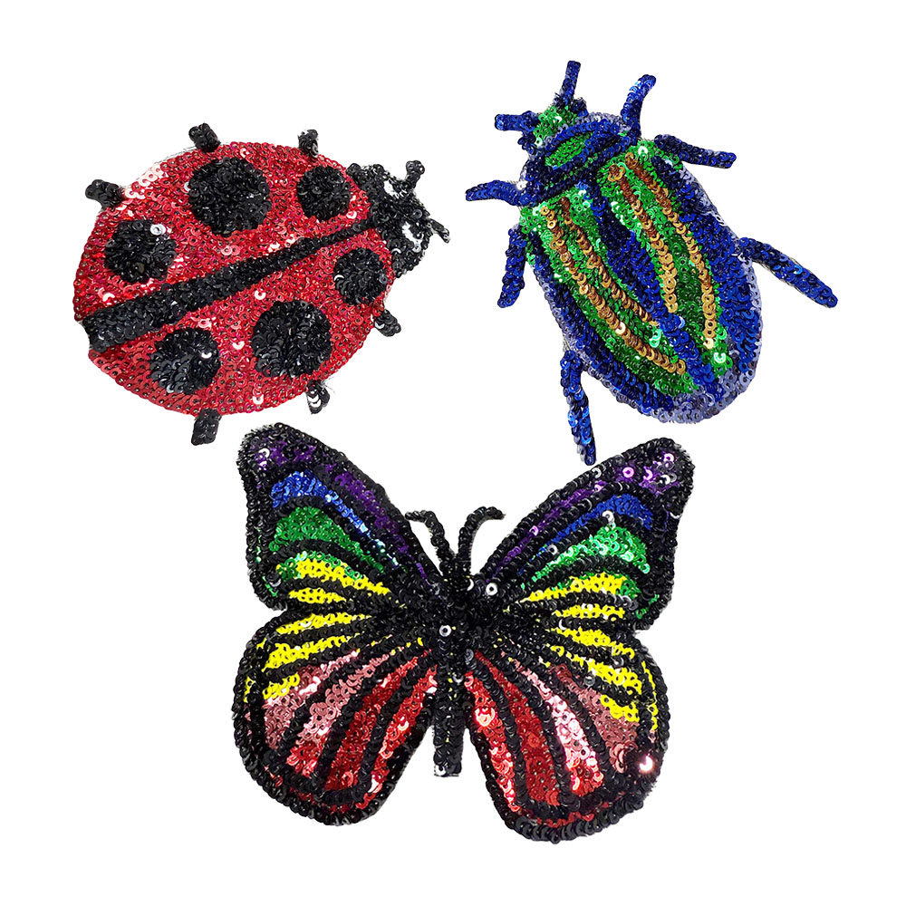 Embroidery Lady Bug - Een stuk lieveheersbeestje vlinder pailletten borduurpatch,