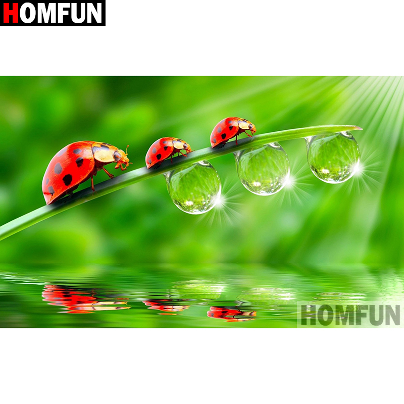 Embroidery Lady Bug - Homfun Art 5D Diy Diamant Schilderij