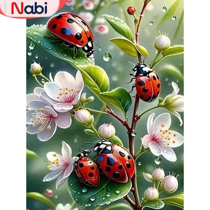 Embroidery Lady Bug - Nabi 5d diamant schilderij lieveheersbeestje mozaïek