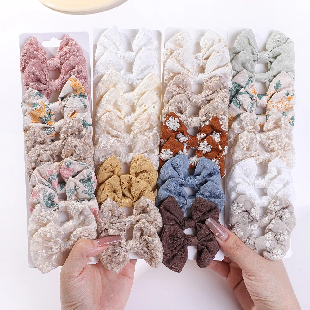 Embroidery Love - 10 Stks/set Fashion Bows Hairgripes Katoenen