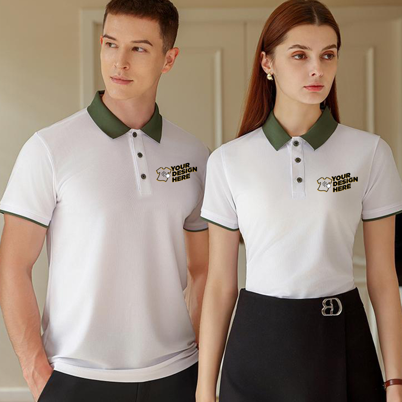 Embroidery Design Logo - Poloshirt met kleurblokken - Gratis logo-opdruk,