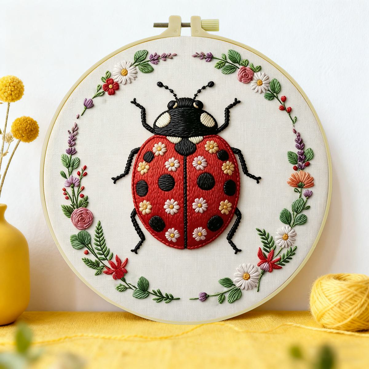 Embroidery Lady Bug - 1 st 20X20CM/15X15CM 7.87/6.3inch Lieveheersbeestje Borduren