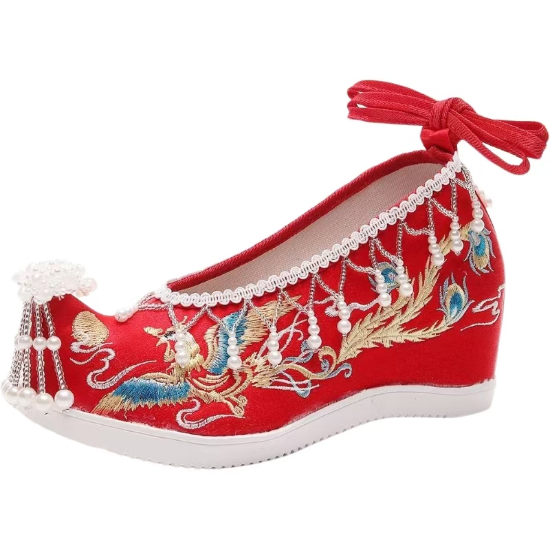 Embroidery Canvas - Vrouwen Nieuwe Rode Geborduurde Trouwschoenen Etnische