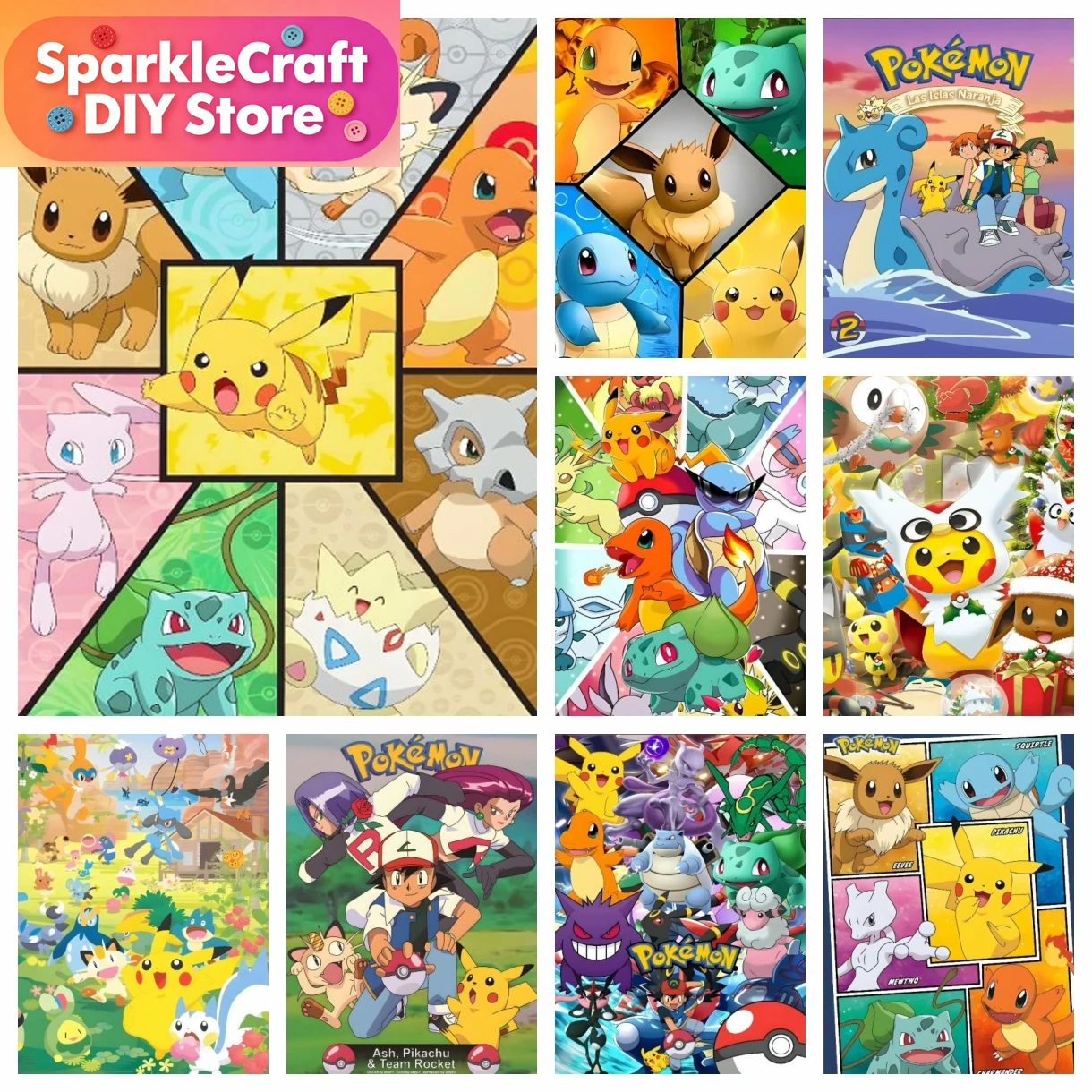 Embroidery Artwork - 1pc frameloze Cartoon Pokemon Anime Diamond