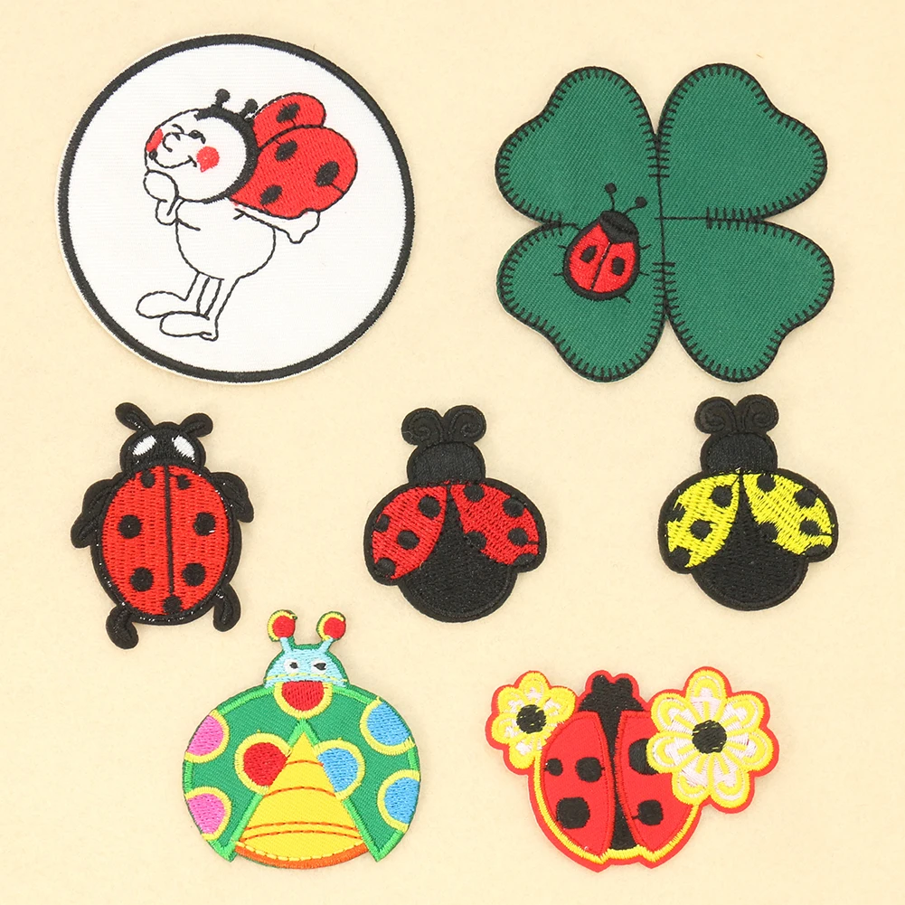 Embroidery Lady Bug - 2Pc Cartoon Lieveheersbeestje Klavertje Vier-Klaver Borduurwerk