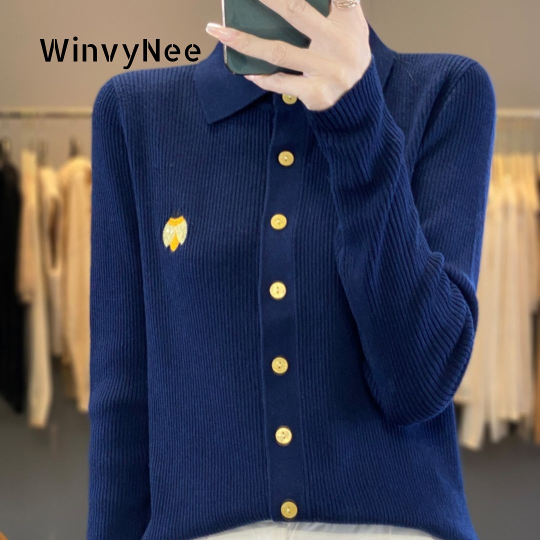 Embroidery Lady Bug - WinvyNee Dameskleding Lente Polokraag Vest Lieveheersbeestje