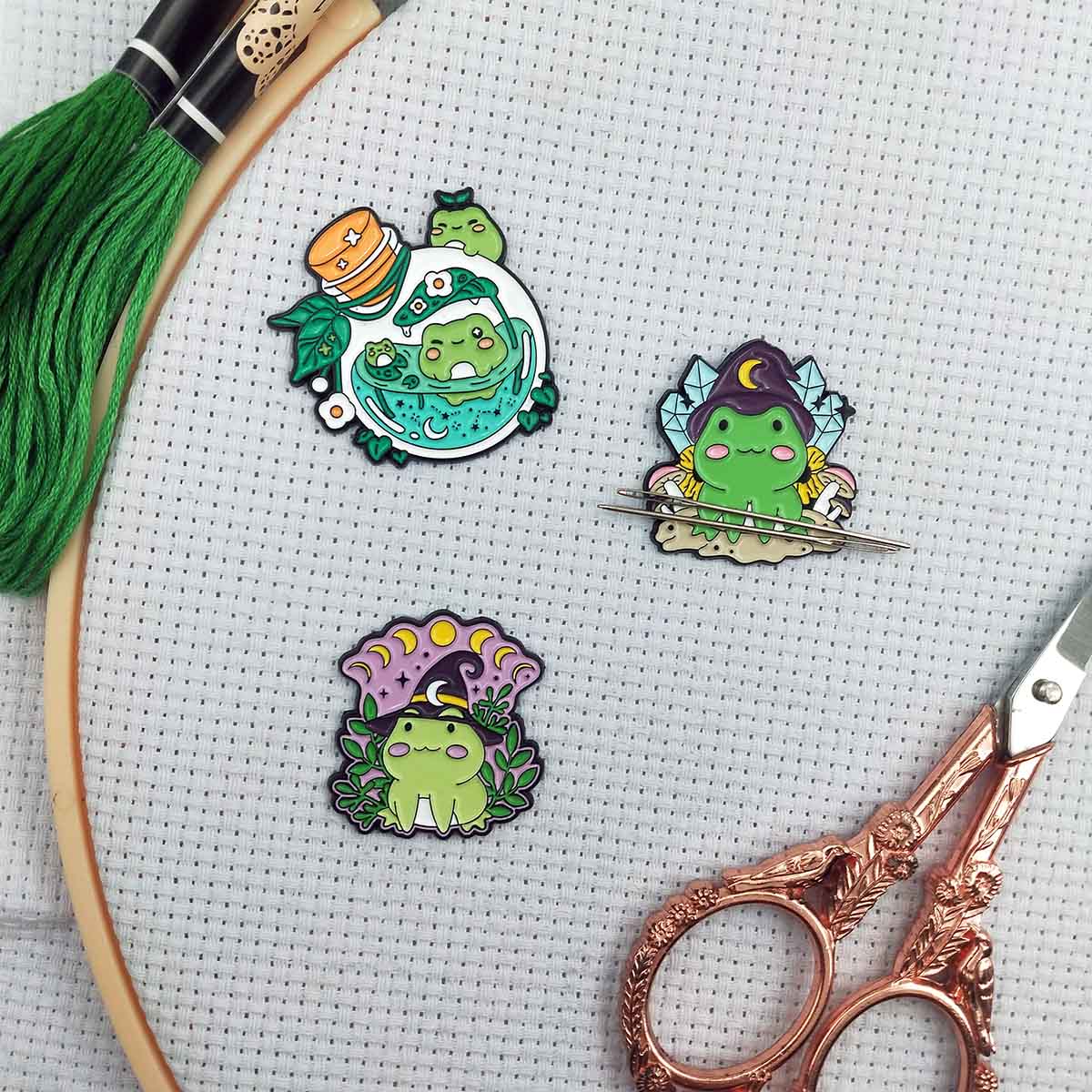 Embroidery Hoop Square - Magnetische kikker naaldhouder, schattige dieren naaldhouder
