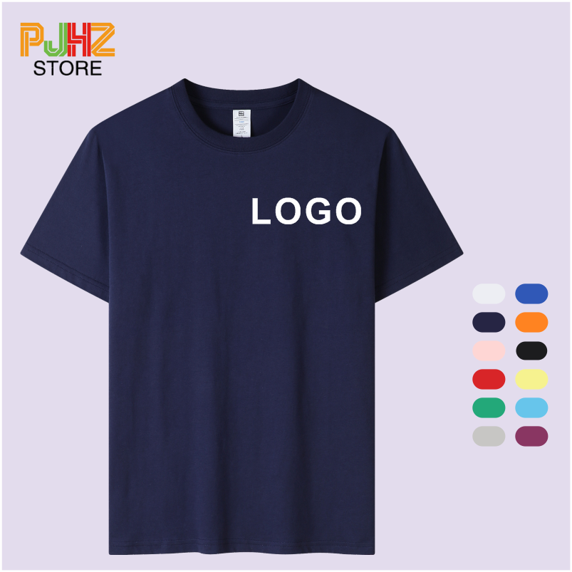 Embroidery Design Logo - 100% Katoenen T-Shirt Custom Logo Ronde