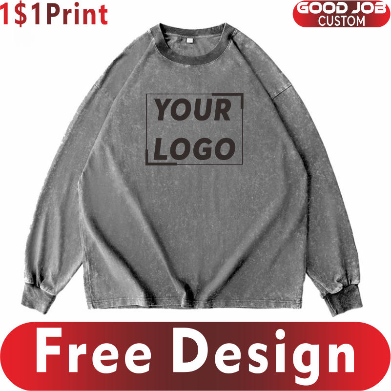 Embroidery Design Logo - Aangepaste T-shirts Vintage shirts met lange