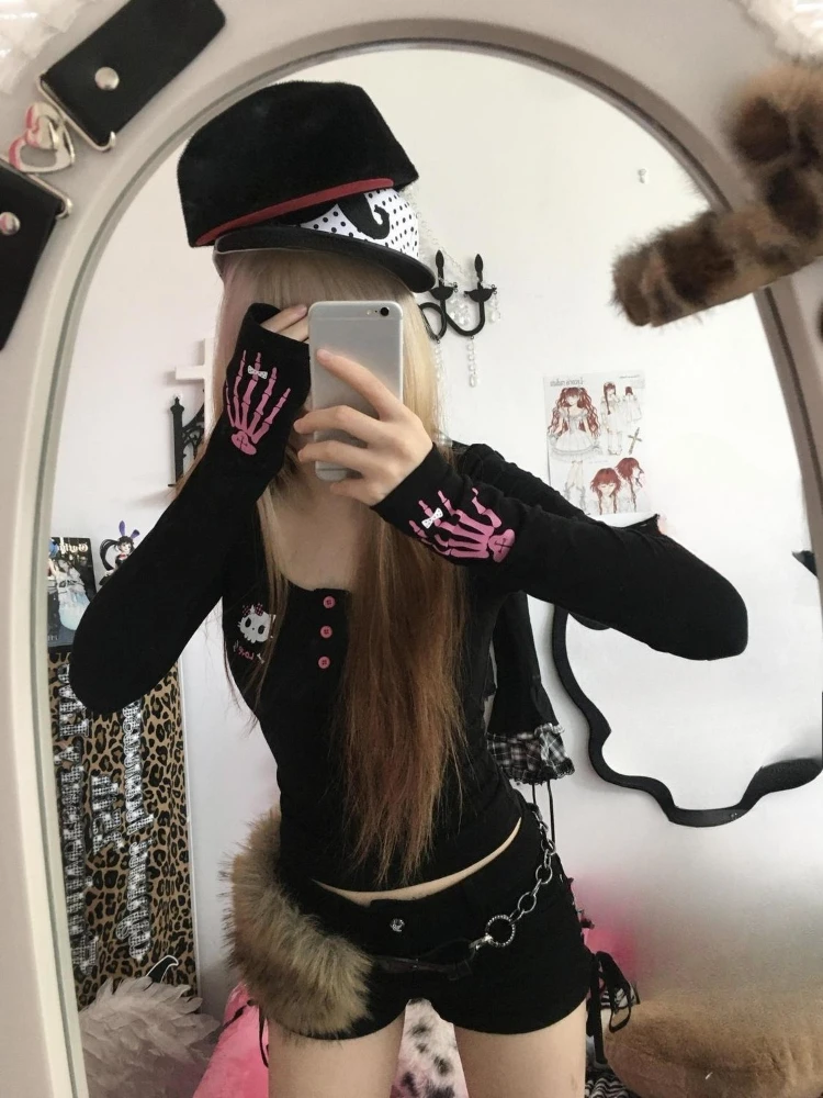 Y2K Vintage Cartoon Print T-sh - Embroidery Print recensie en prijs