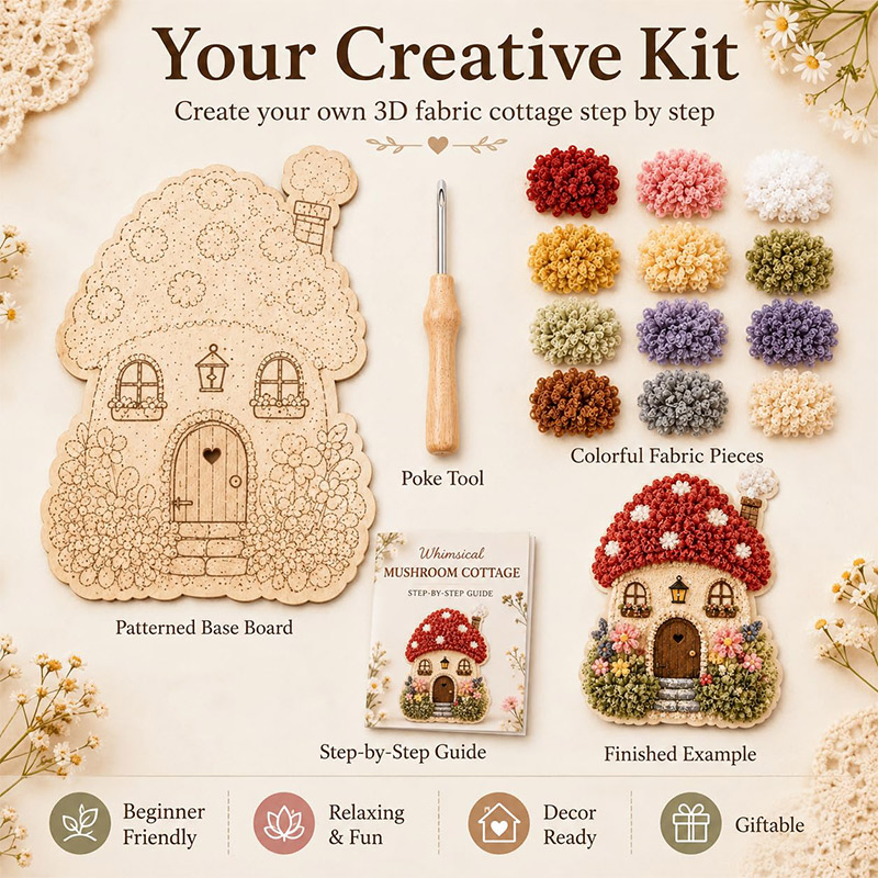 3D Mushroom House Poke Art DIY - Embroidery Needles recensie en prijs