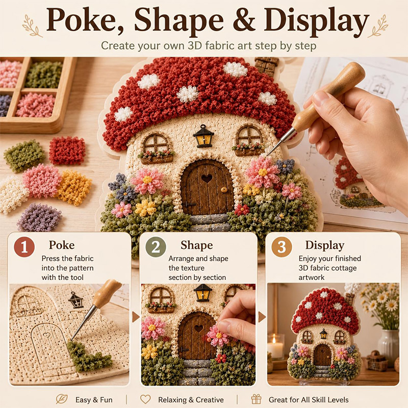 3D Mushroom House Poke Art DIY - Embroidery Needles recensie en prijs