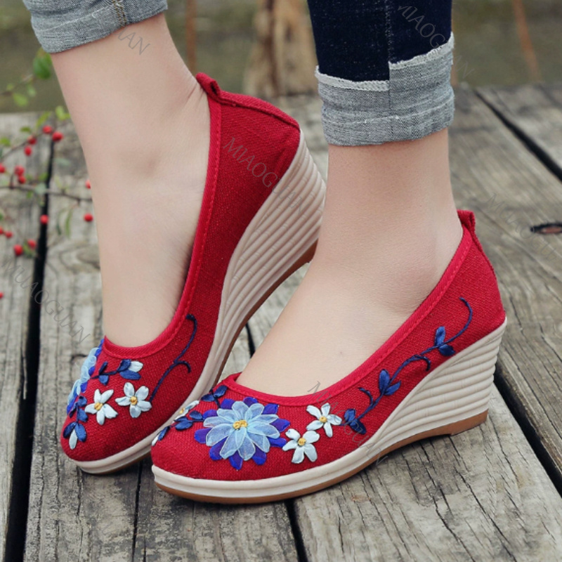 Geborduurde dames comfort wedg - Embroidery Canvas recensie en prijs