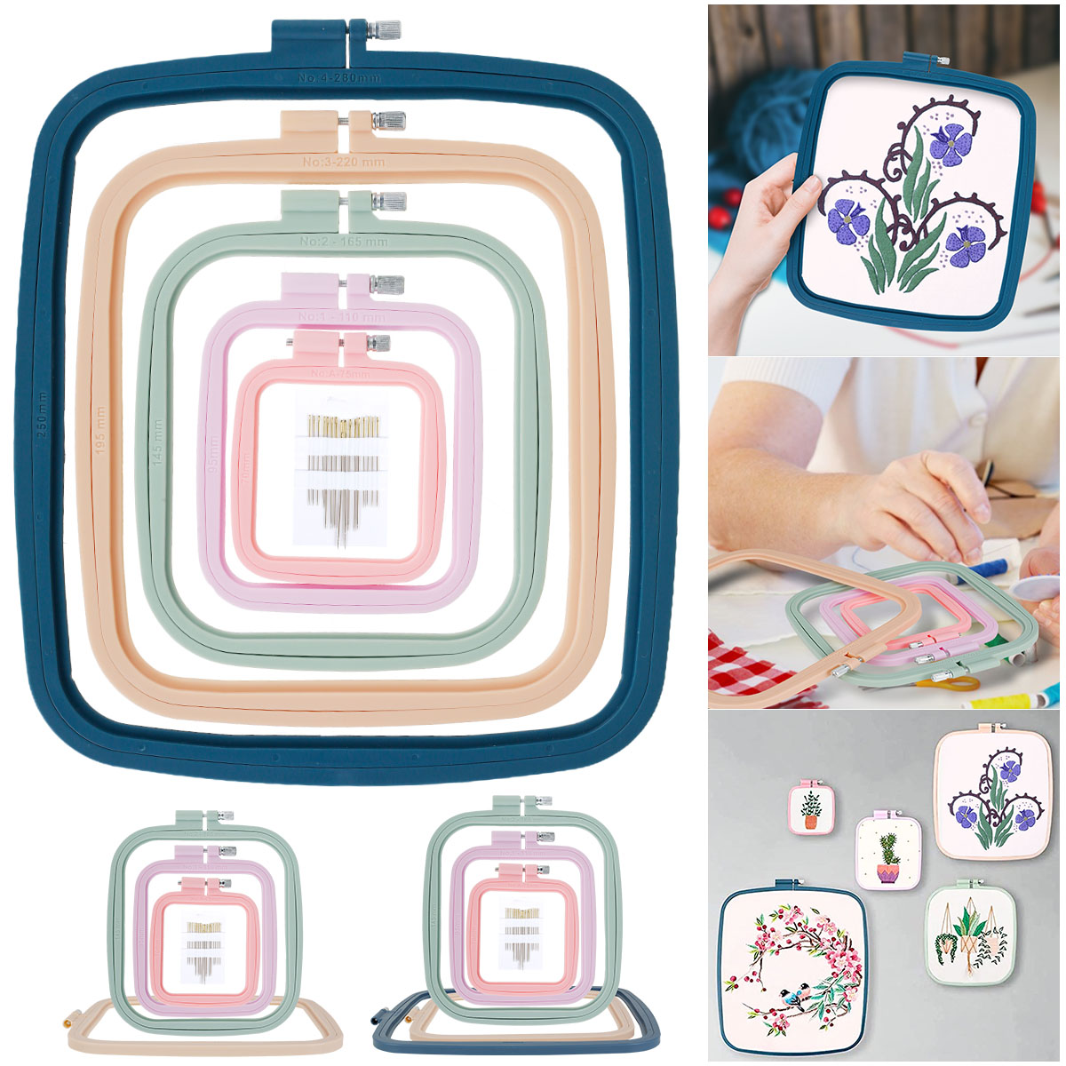 4/5 stuks vierkante borduurrin - Embroidery Hoop Square recensie en prijs
